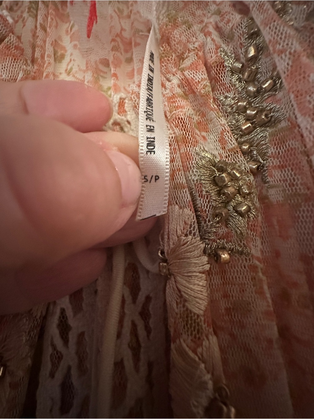 Free People Party Rosalie Beaded Tassels Embroidered Maxi Dress S - Picture 5 of 7